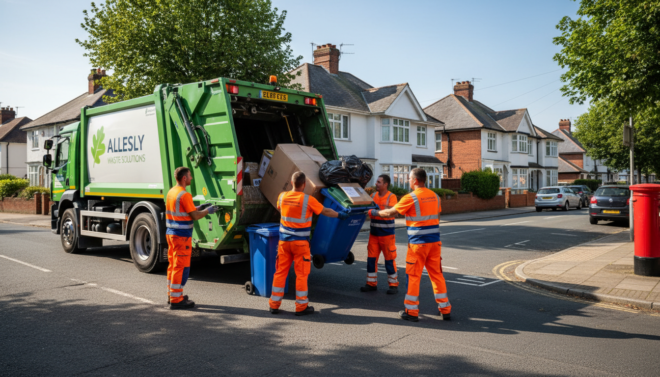 Professional Commercial Waste Removal team in Allesley loading waste into van