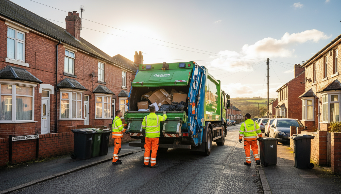 Professional Commercial Waste Removal team in Coundon loading waste into van