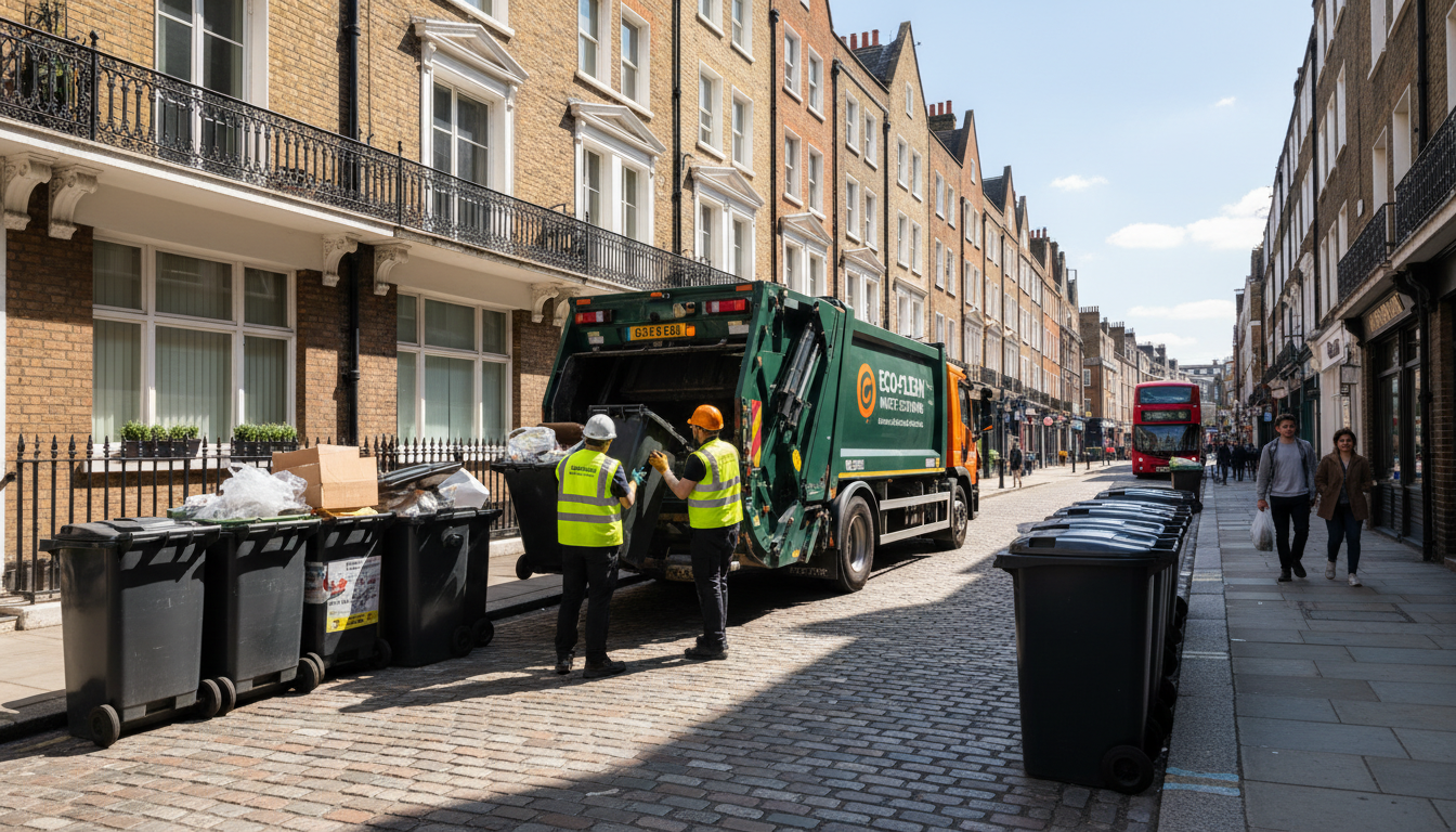 Professional Commercial Waste Removal team in Soho loading waste into van