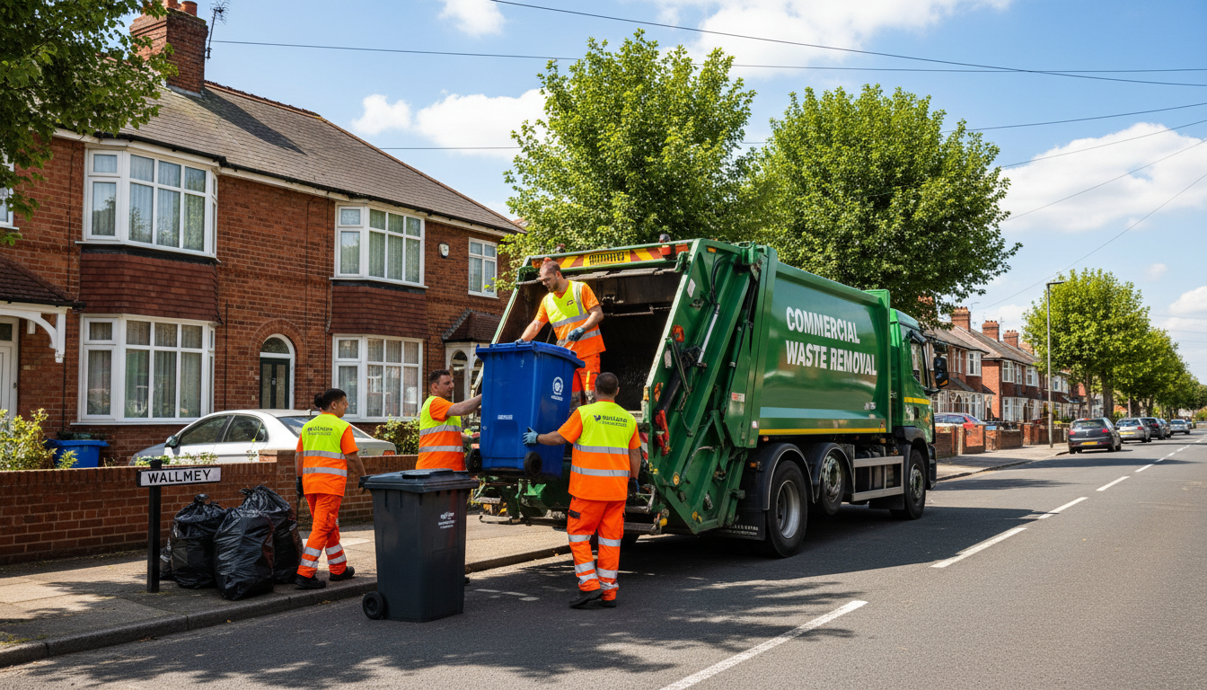 Professional Commercial Waste Removal team in Walmley loading waste into van