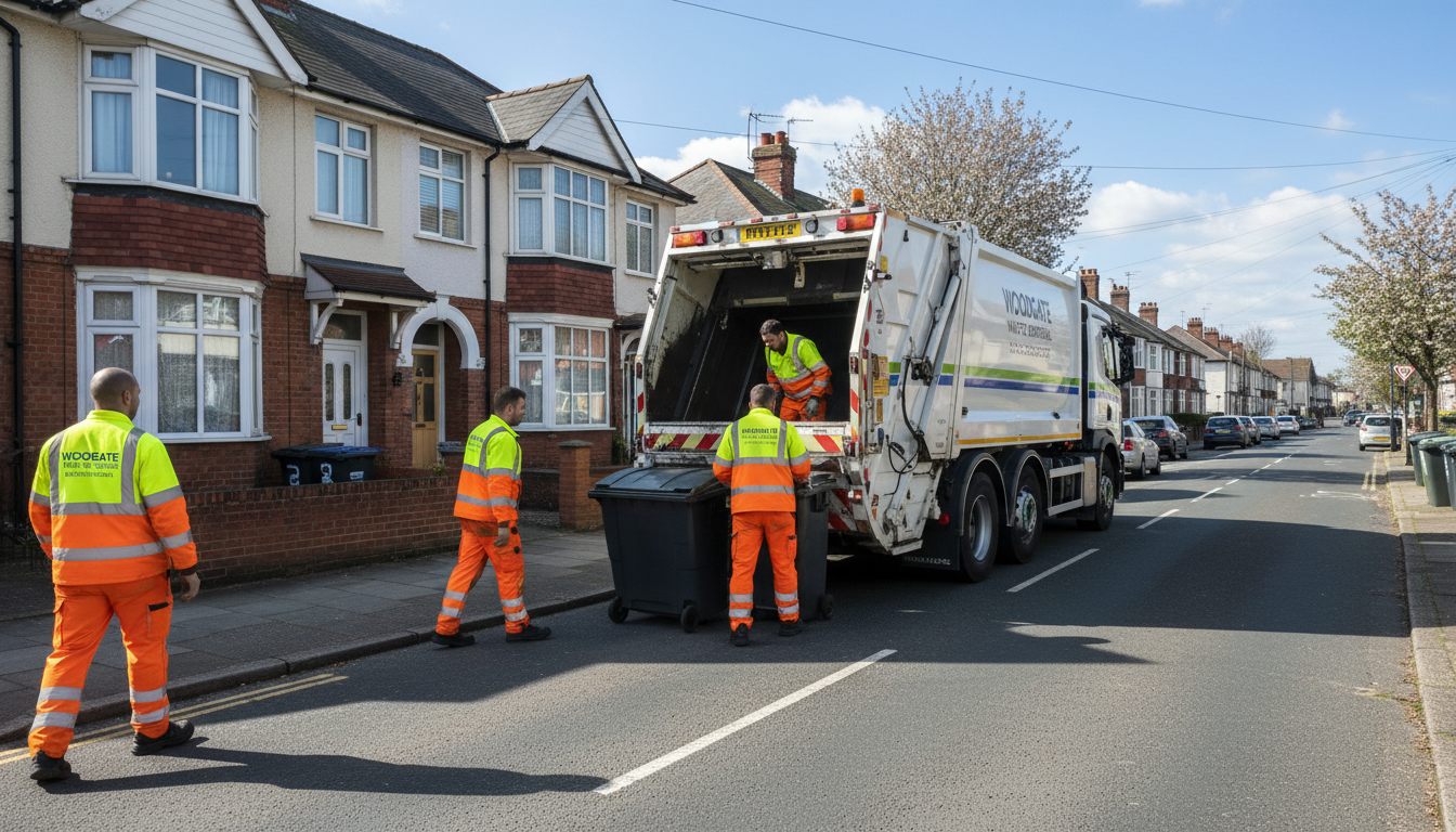 Professional Commercial Waste Removal team in Woodgate loading waste into van