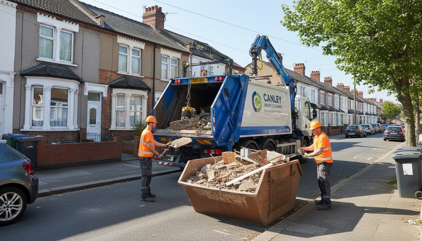 Professional Construction Waste Removal team in Canley loading waste into van