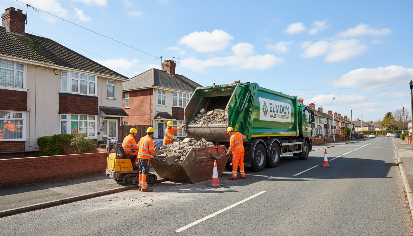 Professional Construction Waste Removal team in Elmdon loading waste into van
