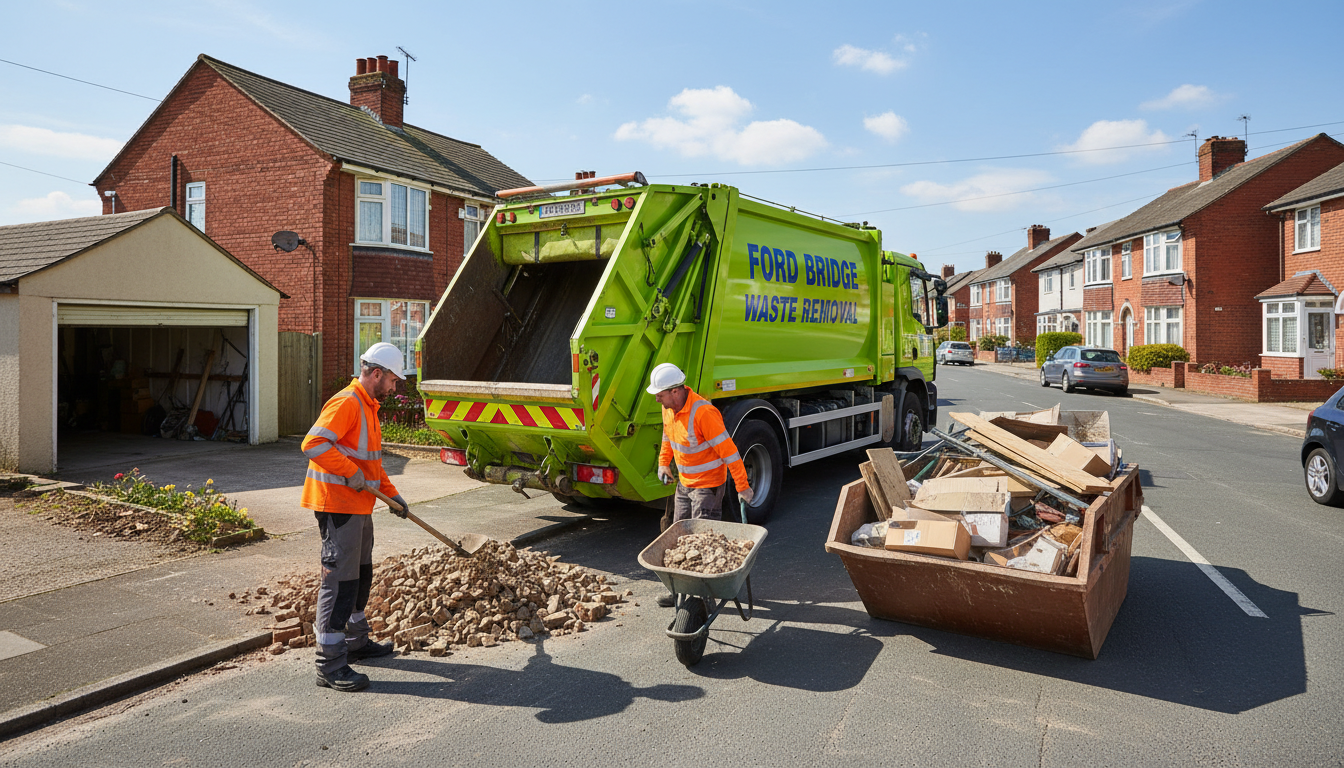 Professional Construction Waste Removal team in Fordbridge loading waste into van