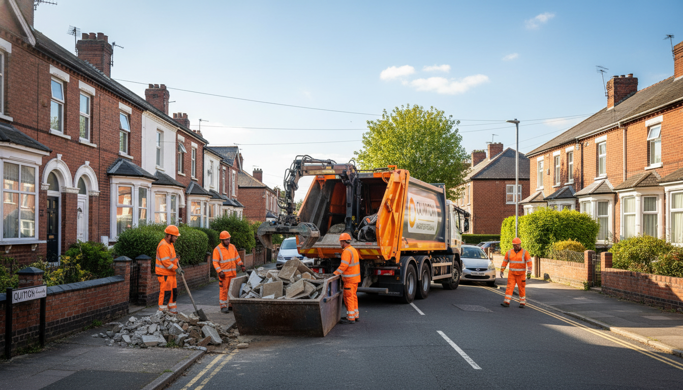 Professional Construction Waste Removal team in Quinton loading waste into van