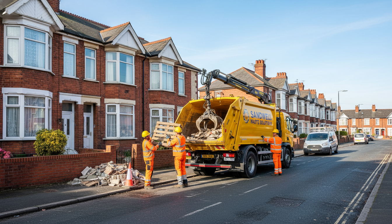 Professional Construction Waste Removal team in Sandwell loading waste into van