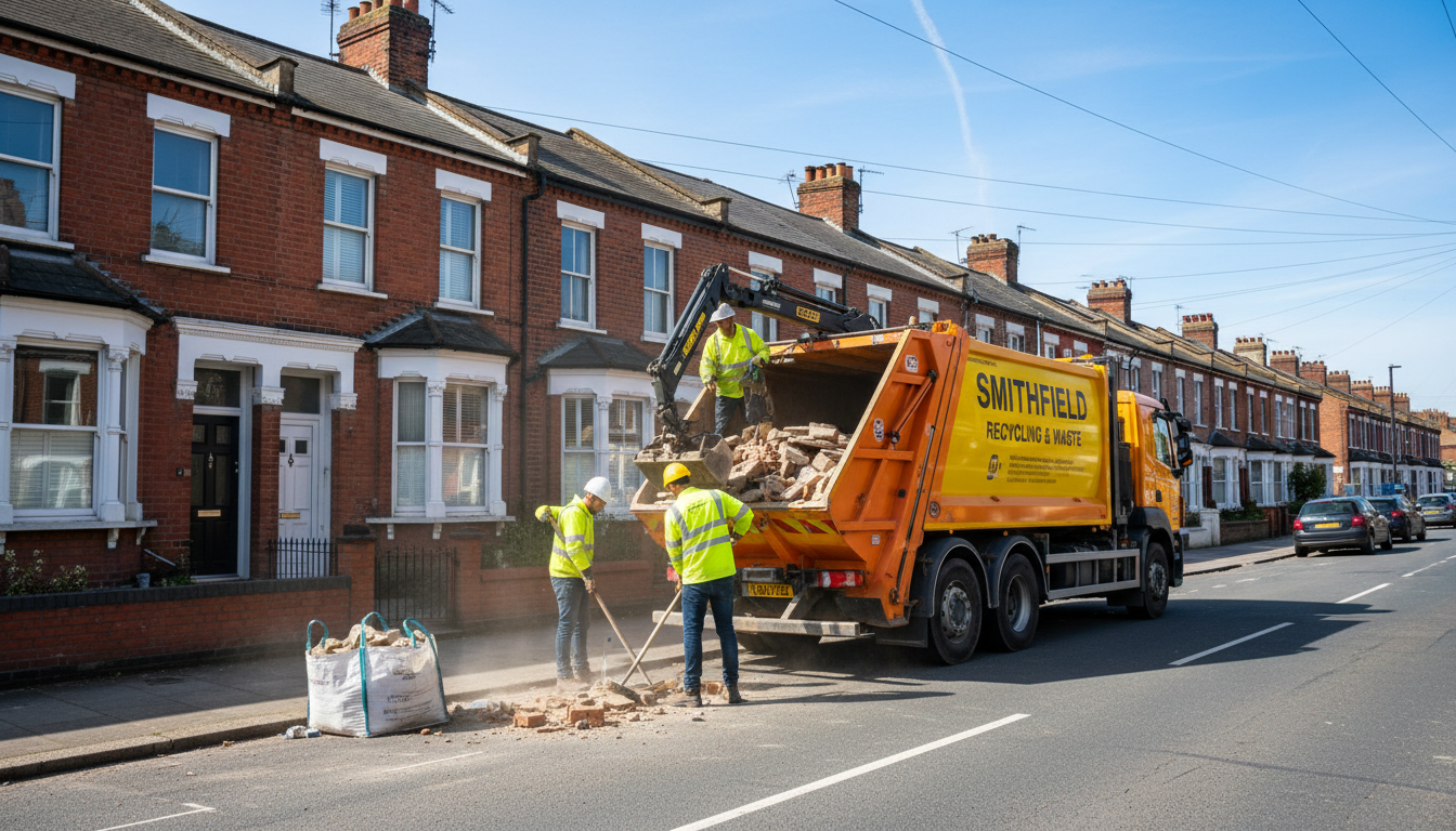Professional Construction Waste Removal team in Smithfield loading waste into van