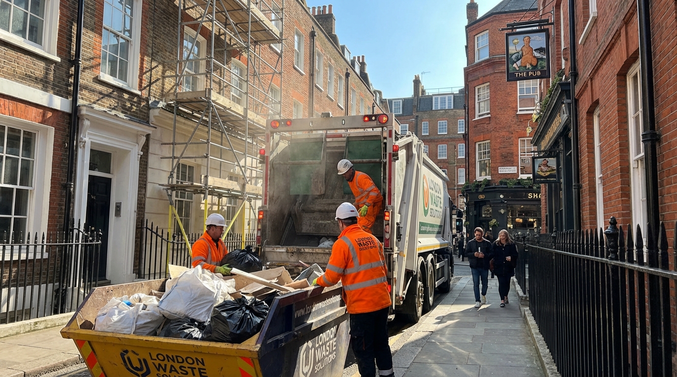 Professional Construction Waste Removal team in Soho loading waste into van