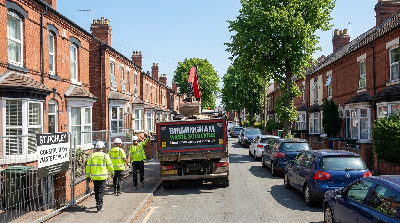 Professional Construction Waste Removal team in Stirchley loading waste into van