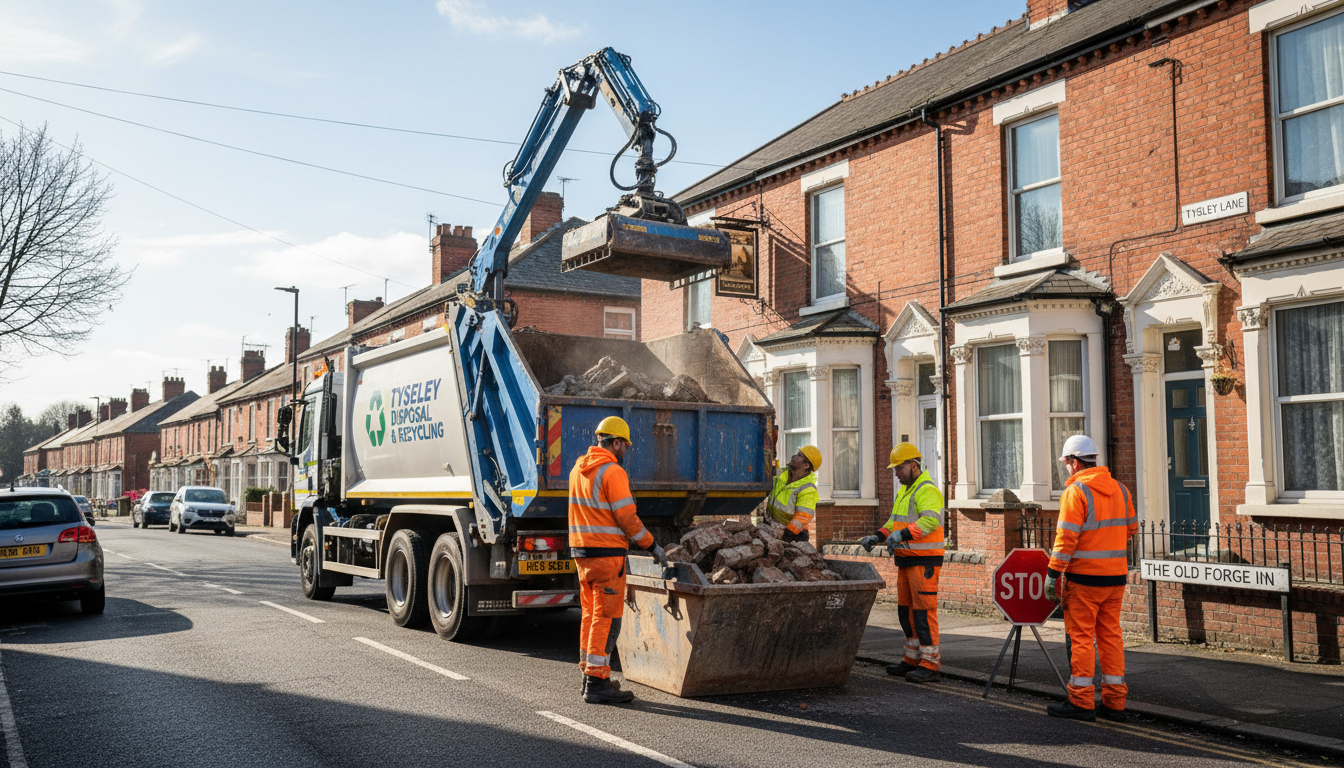 Professional Construction Waste Removal team in Tyseley loading waste into van