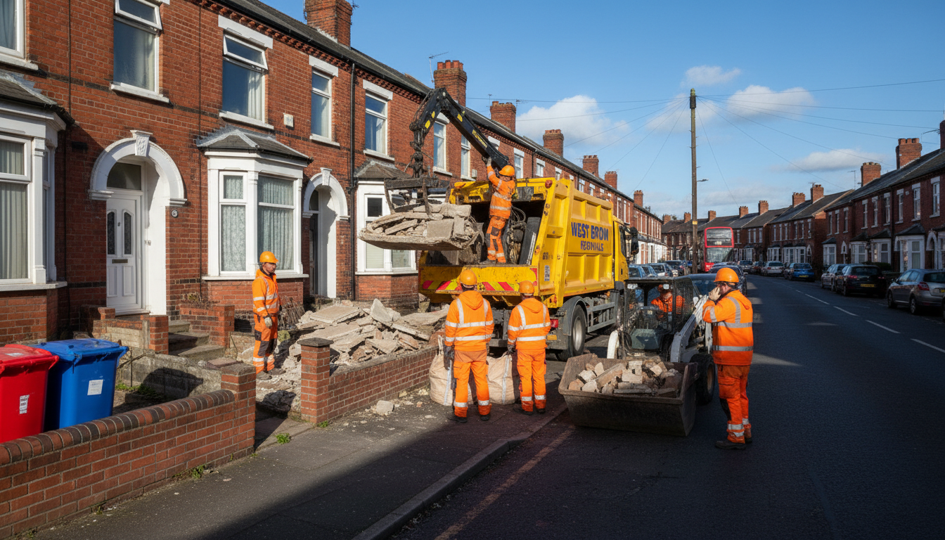 Professional Construction Waste Removal team in West Bromwich loading waste into van