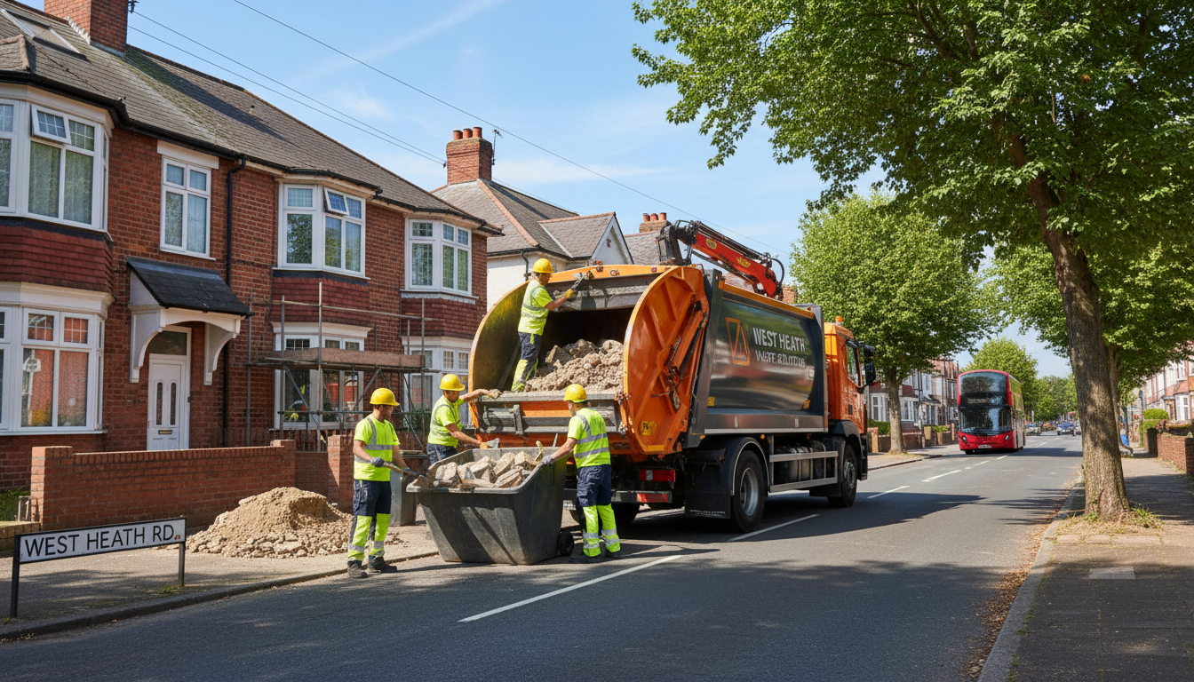 Professional Construction Waste Removal team in West Heath loading waste into van