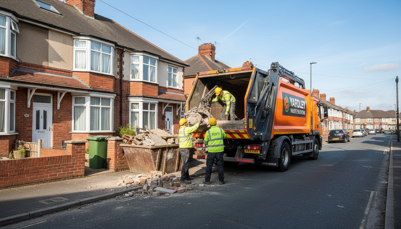Professional Construction Waste Removal team in Yardley loading waste into van