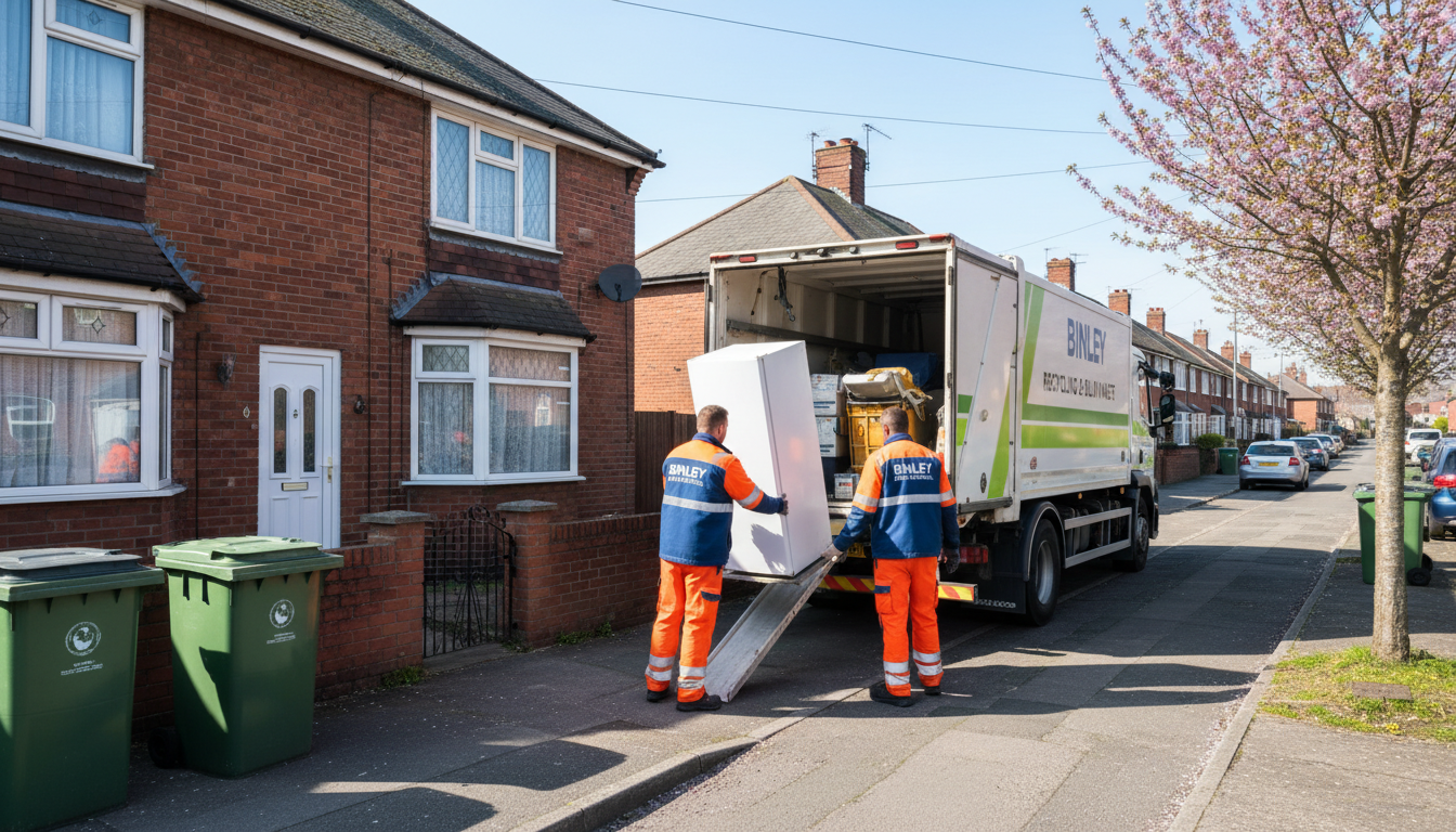 Professional Fridge Removal team in Binley loading waste into van