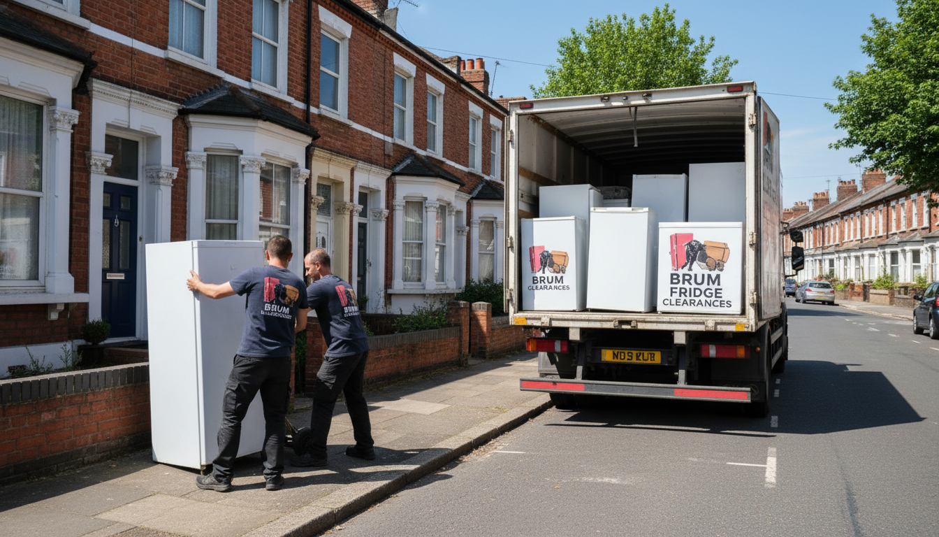 Professional Fridge Removal team in Birmingham loading waste into van