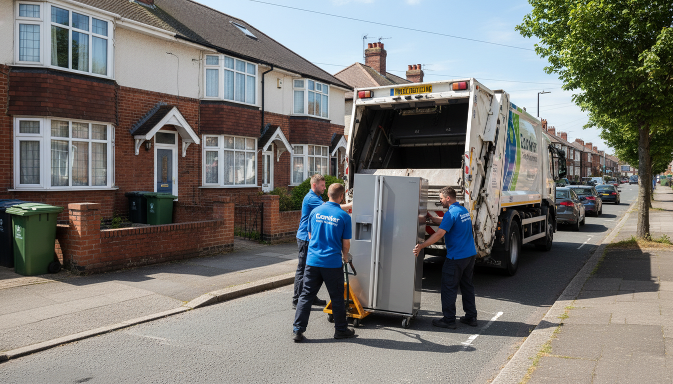 Professional Fridge Removal team in Canley loading waste into van