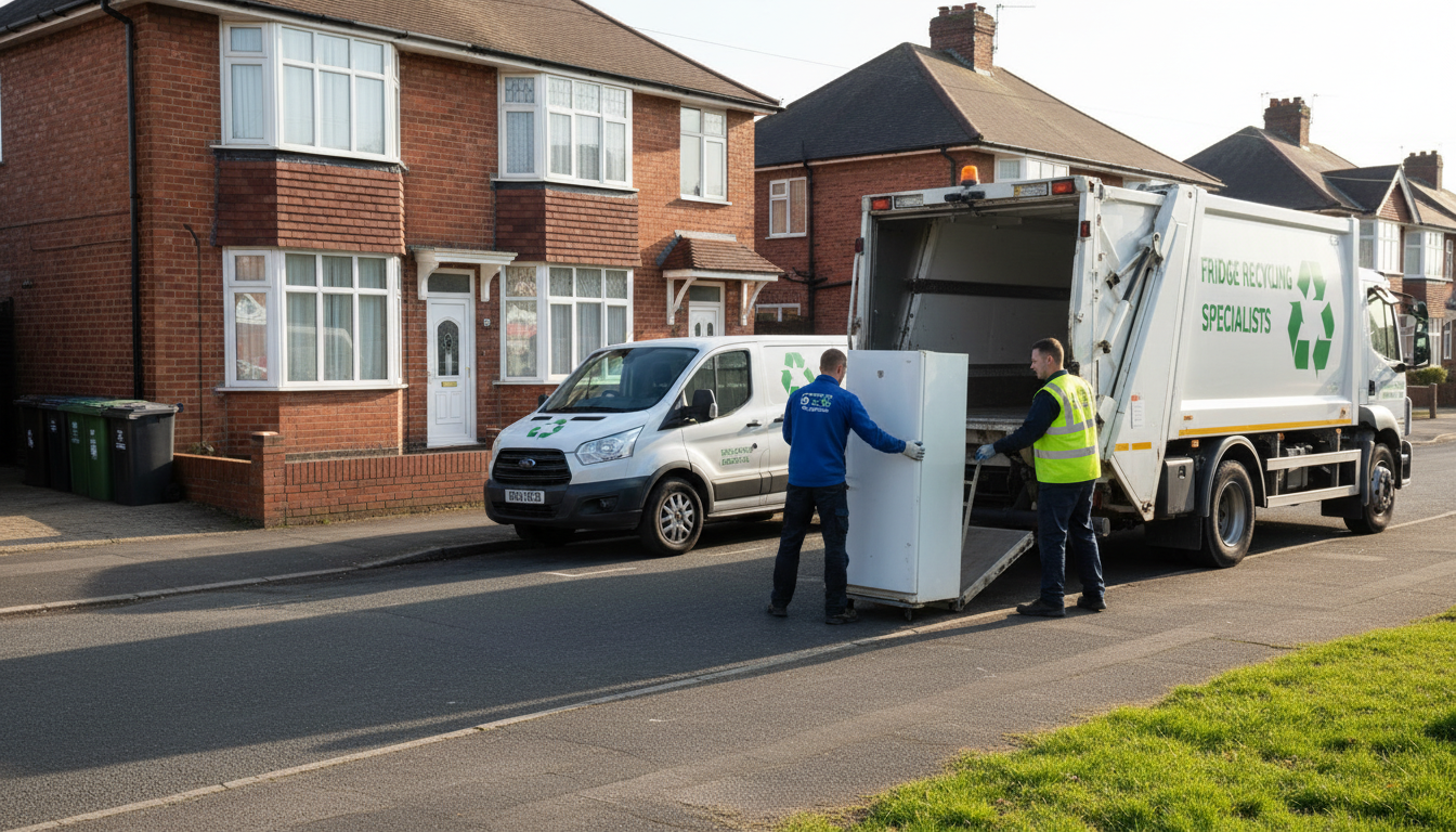 Professional Fridge Removal team in Cheylesmore loading waste into van