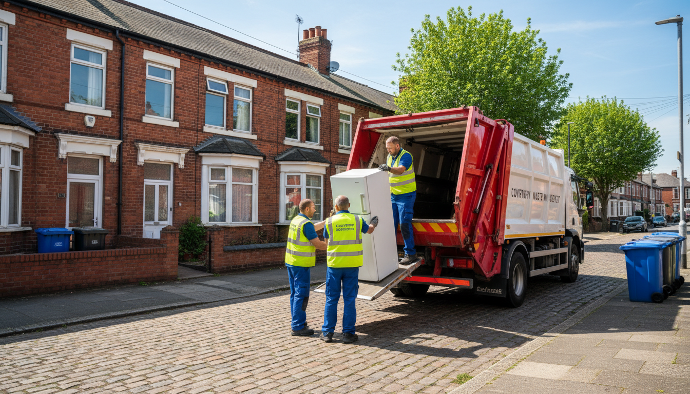 Professional Fridge Removal team in Coventry loading waste into van