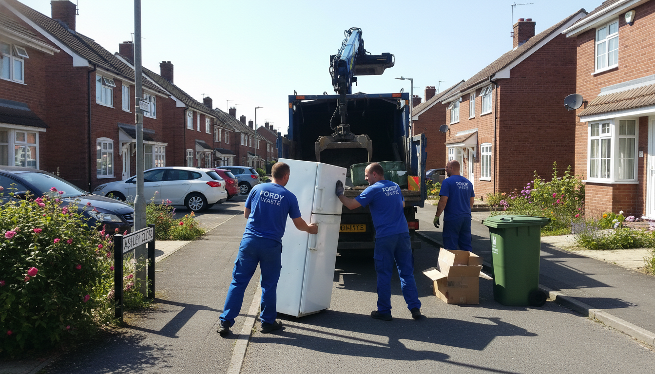 Professional Fridge Removal team in Fordbridge loading waste into van