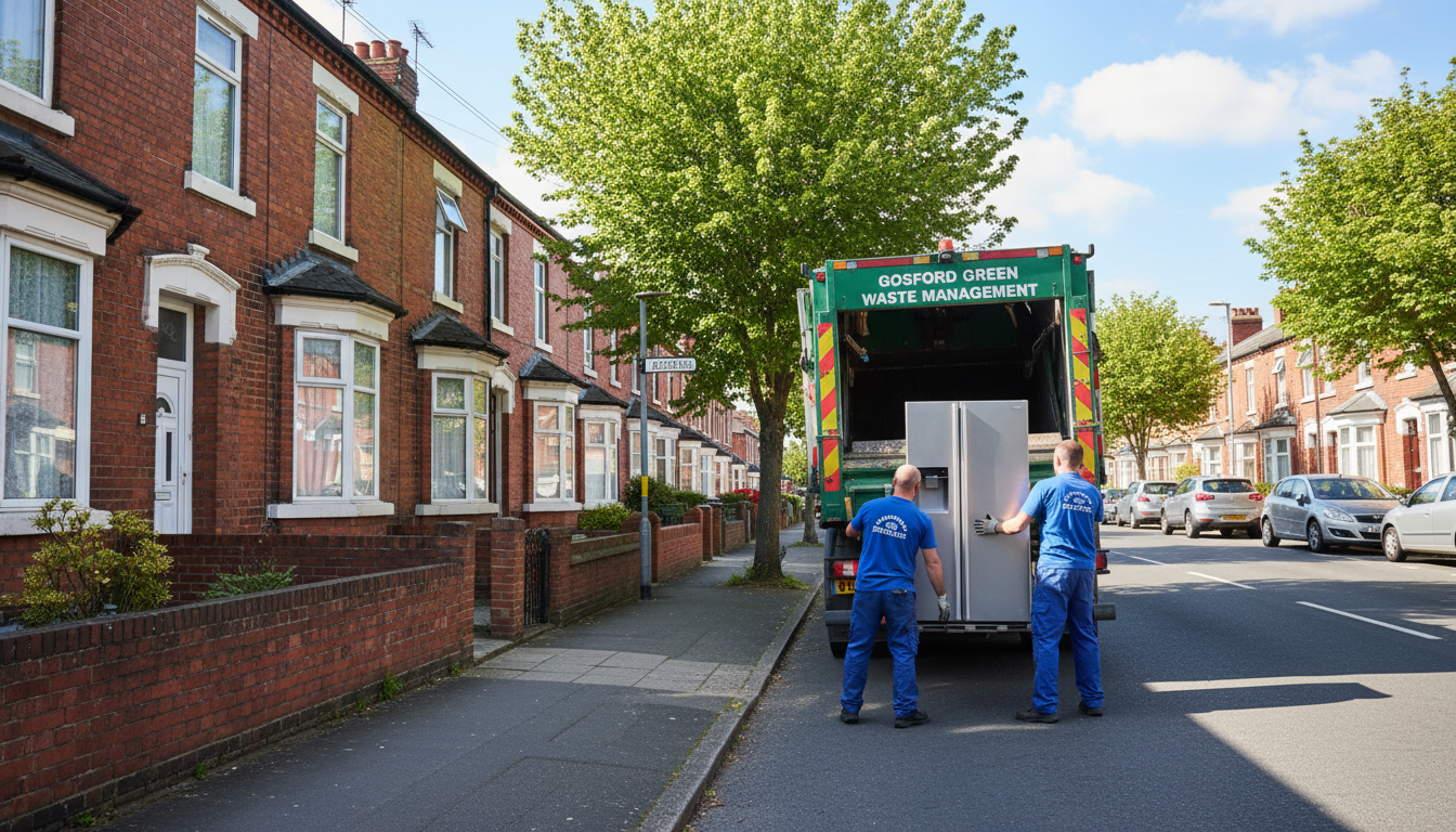 Professional Fridge Removal team in Gosford Green loading waste into van
