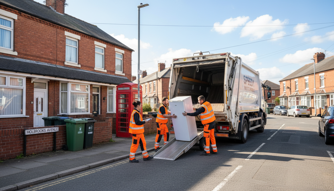 Professional Fridge Removal team in Holbrooks loading waste into van