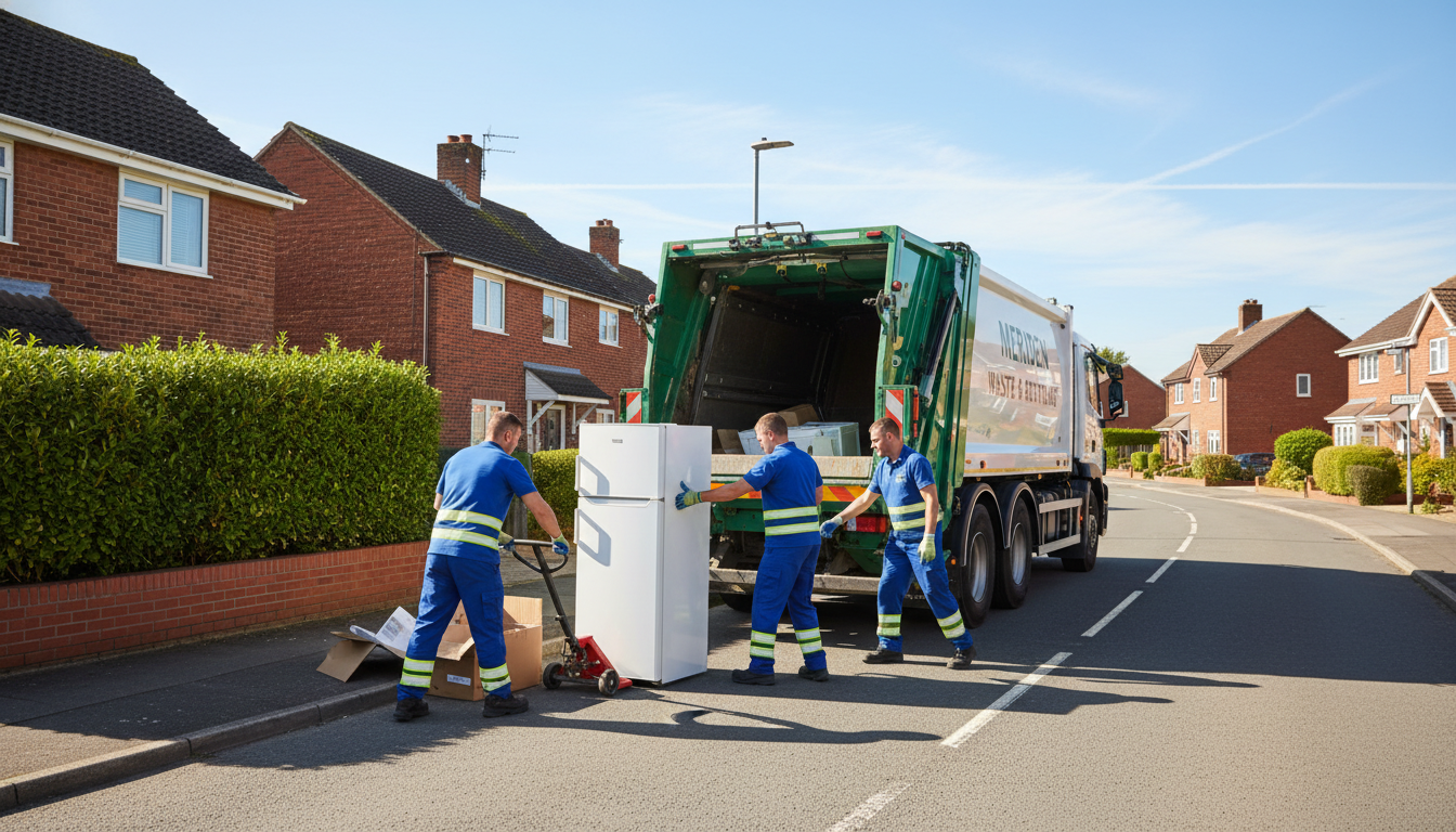 Professional Fridge Removal team in Meriden loading waste into van