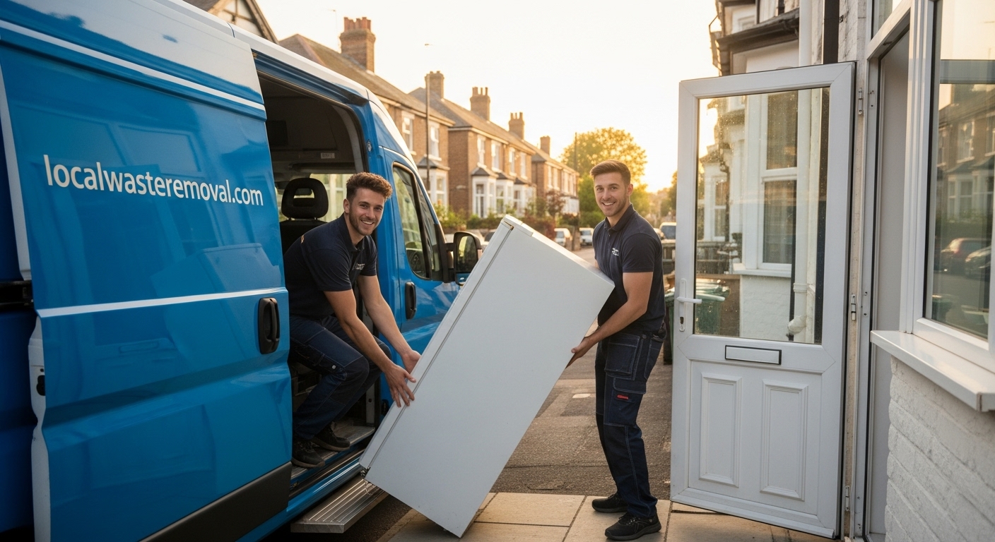 Professional Fridge Removal team in Moseley loading waste into van