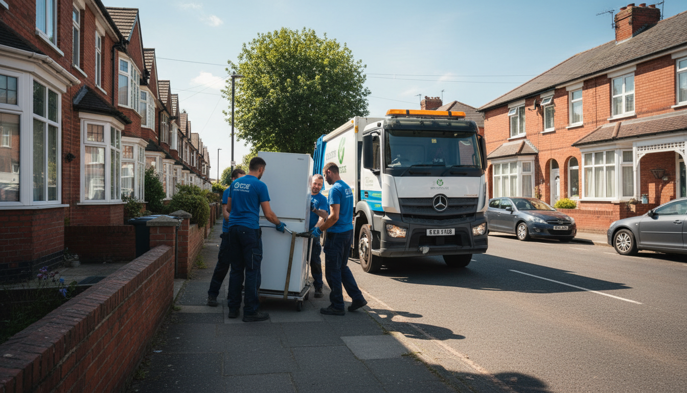 Professional Fridge Removal team in Olton loading waste into van