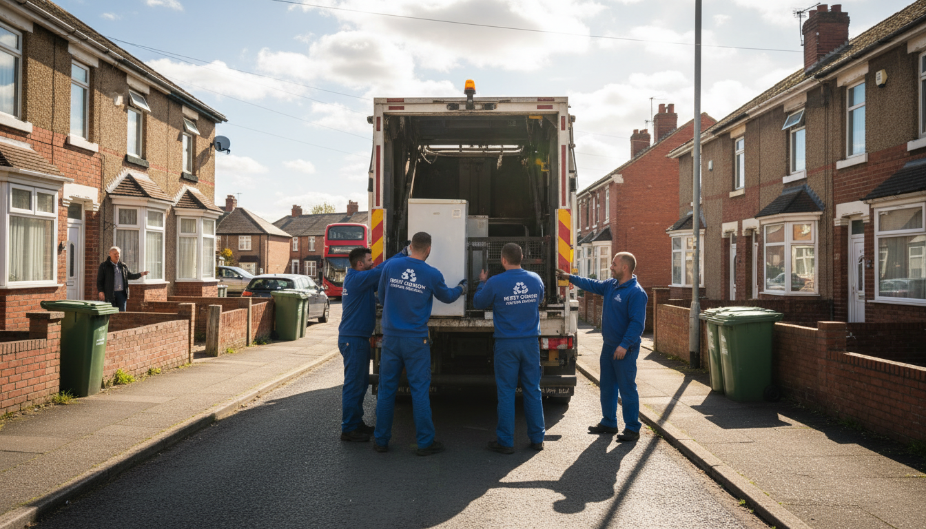 Professional Fridge Removal team in Perry Common loading waste into van