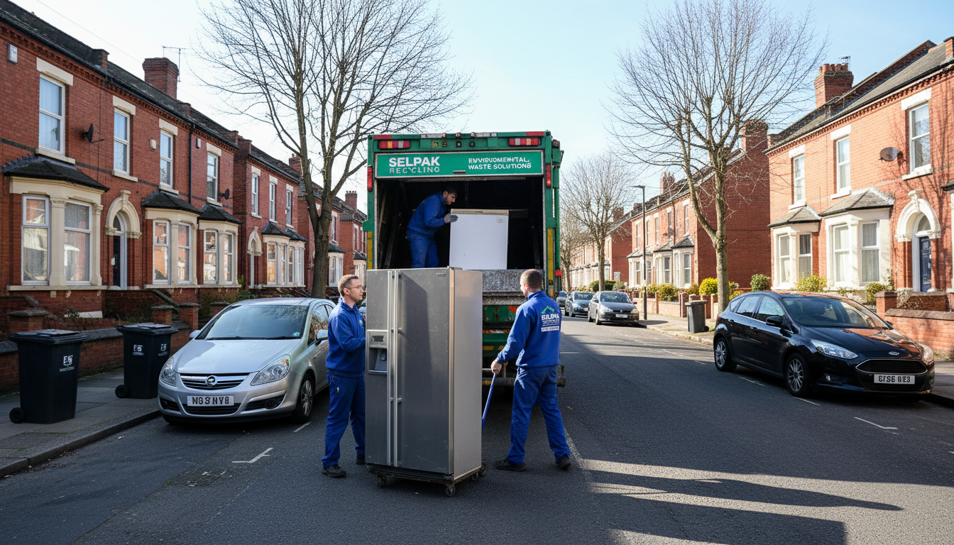 Professional Fridge Removal team in Selly Park loading waste into van