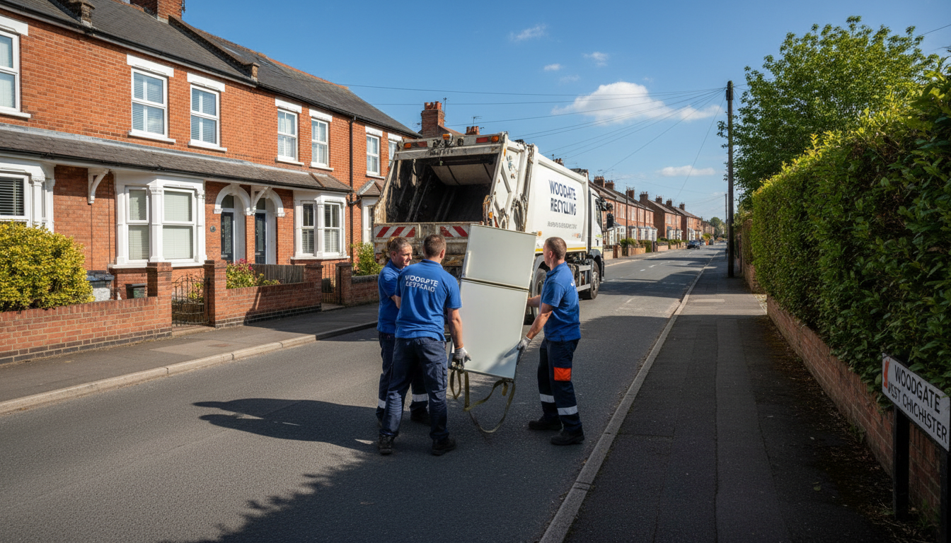 Professional Fridge Removal team in Woodgate loading waste into van