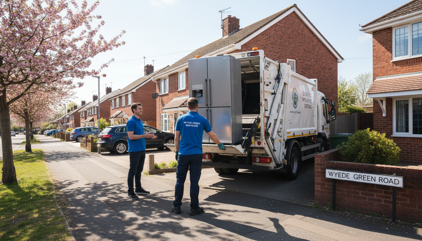 Professional Fridge Removal team in Wylde Green loading waste into van