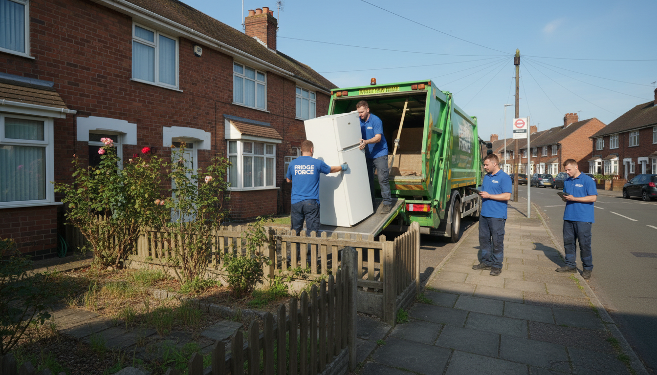 Professional Fridge Removal team in Yardley Wood loading waste into van