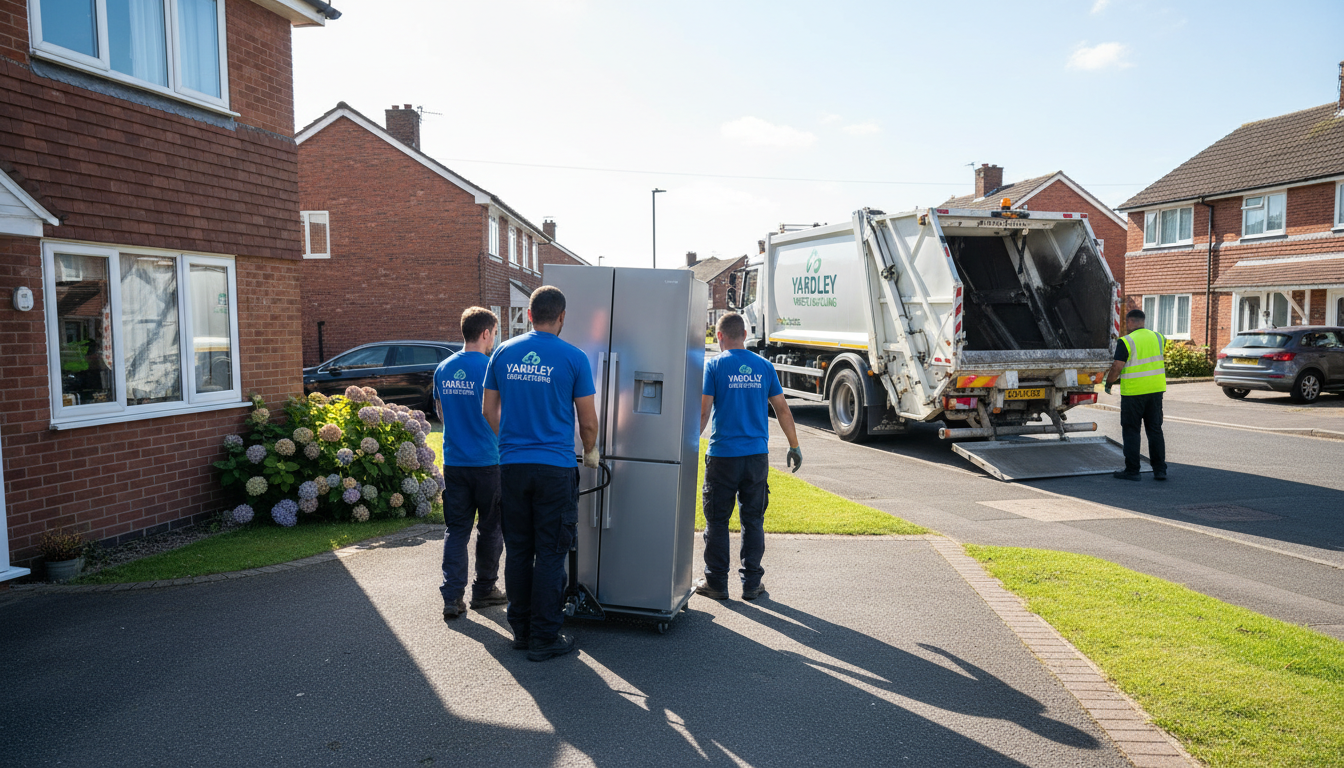 Professional Fridge Removal team in Yardley loading waste into van