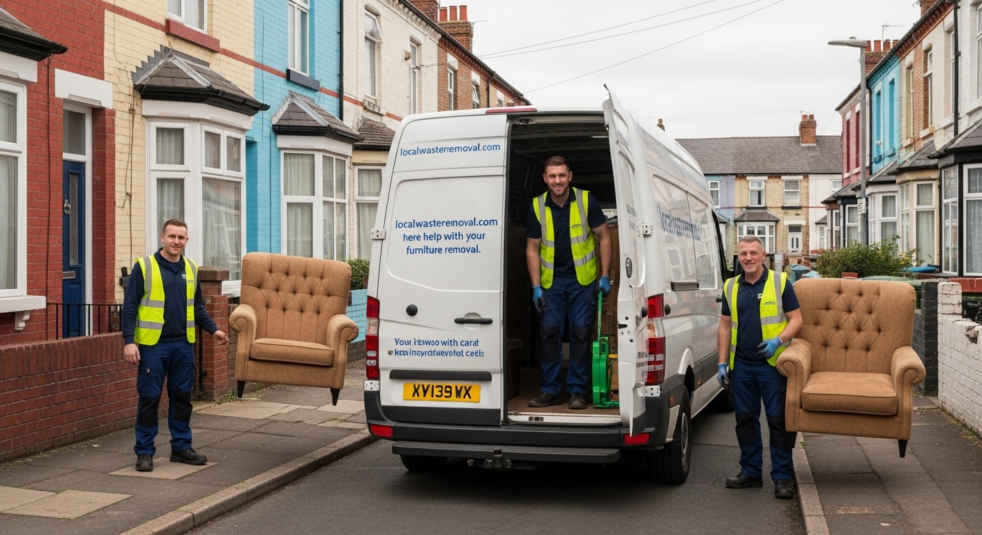 Professional Furniture Removal team in Alum Rock loading waste into van