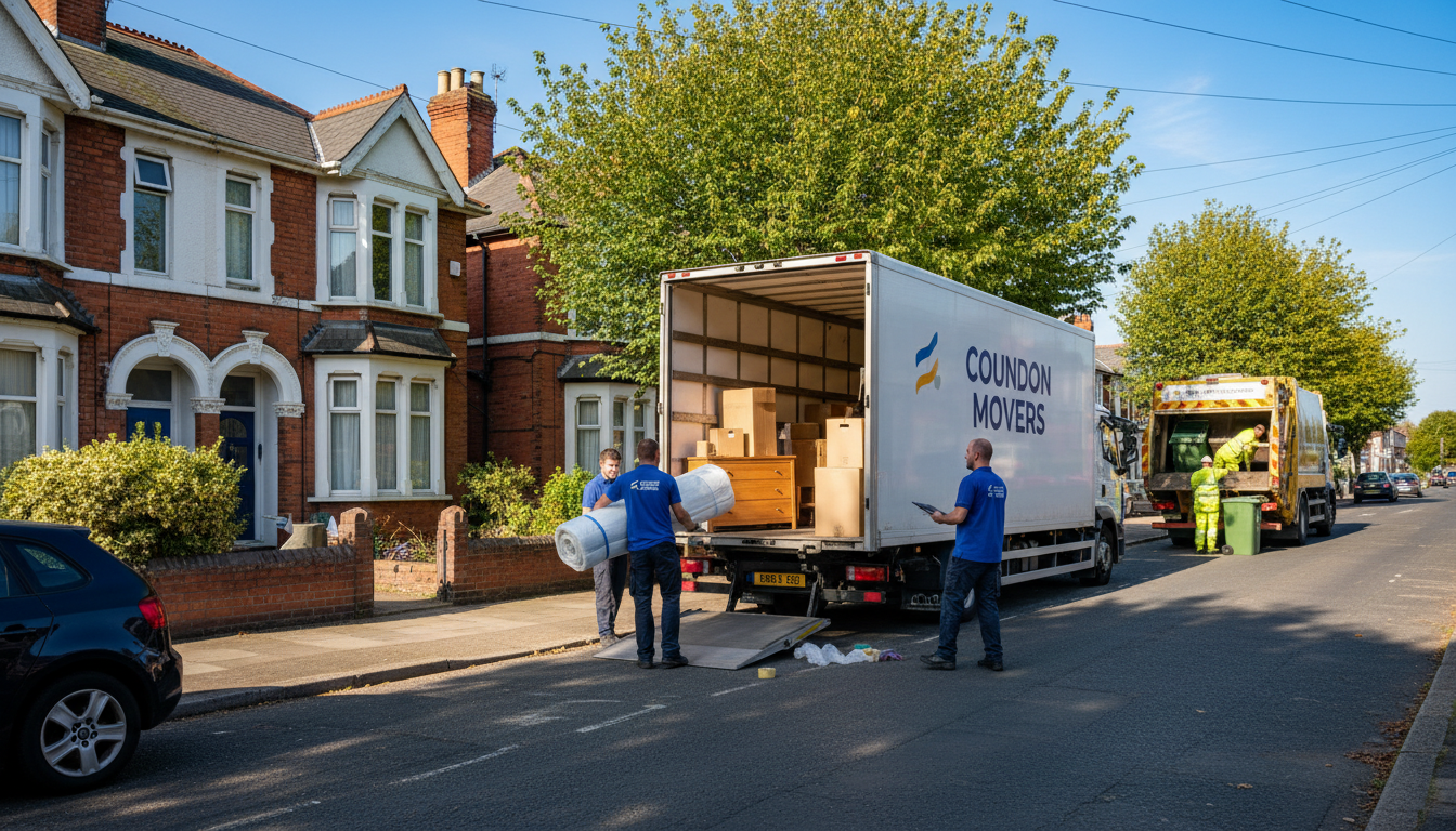 Professional Furniture Removal team in Coundon loading waste into van
