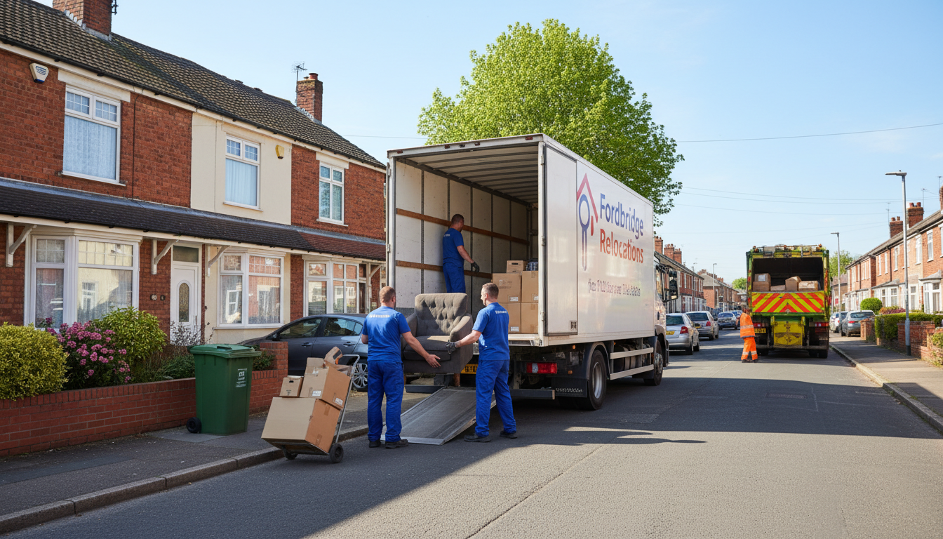 Professional Furniture Removal team in Fordbridge loading waste into van