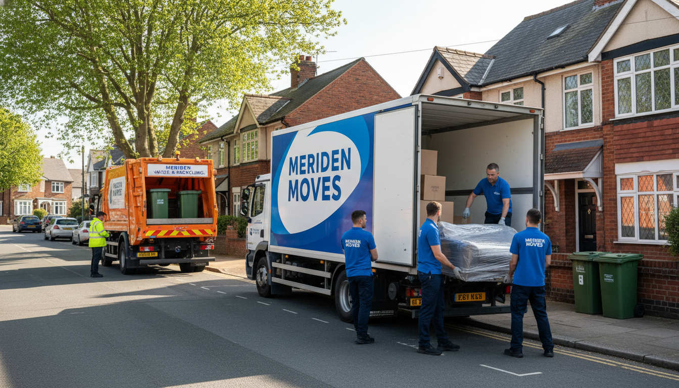 Professional Furniture Removal team in Meriden loading waste into van