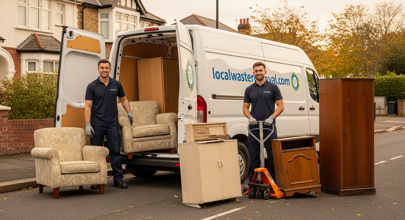 Professional Furniture Removal team in Moseley loading waste into van