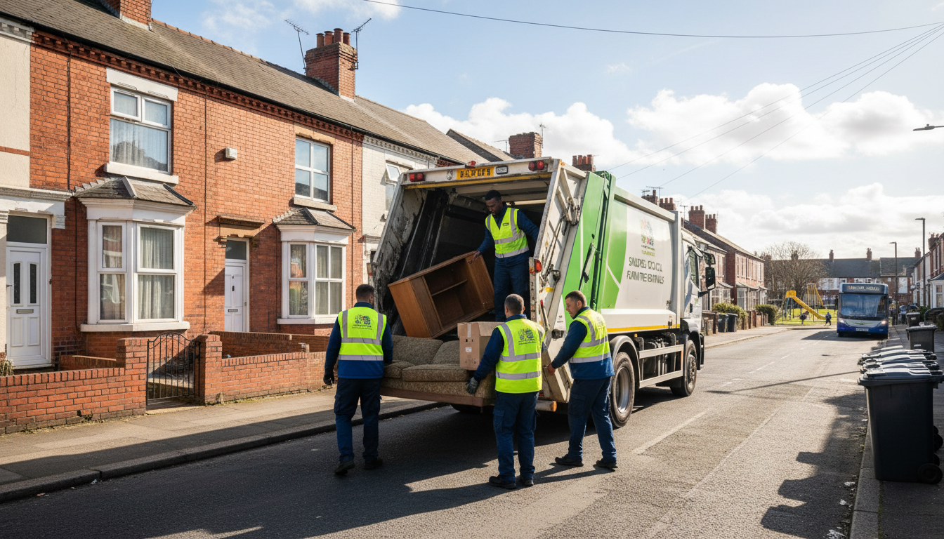 Professional Furniture Removal team in Sandwell loading waste into van