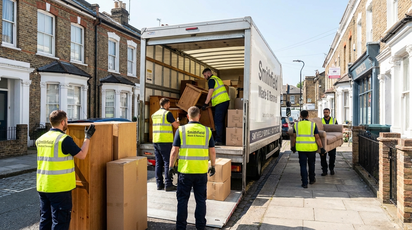 Professional Furniture Removal team in Smithfield loading waste into van