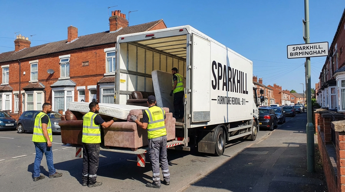 Professional Furniture Removal team in Sparkhill loading waste into van