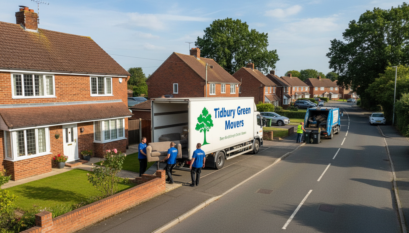 Professional Furniture Removal team in Tidbury Green loading waste into van