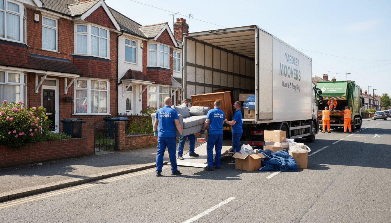 Professional Furniture Removal team in Yardley loading waste into van