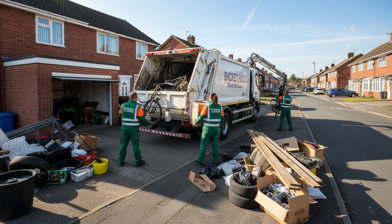 Professional Garage Clearance team in Bickenhill loading waste into van