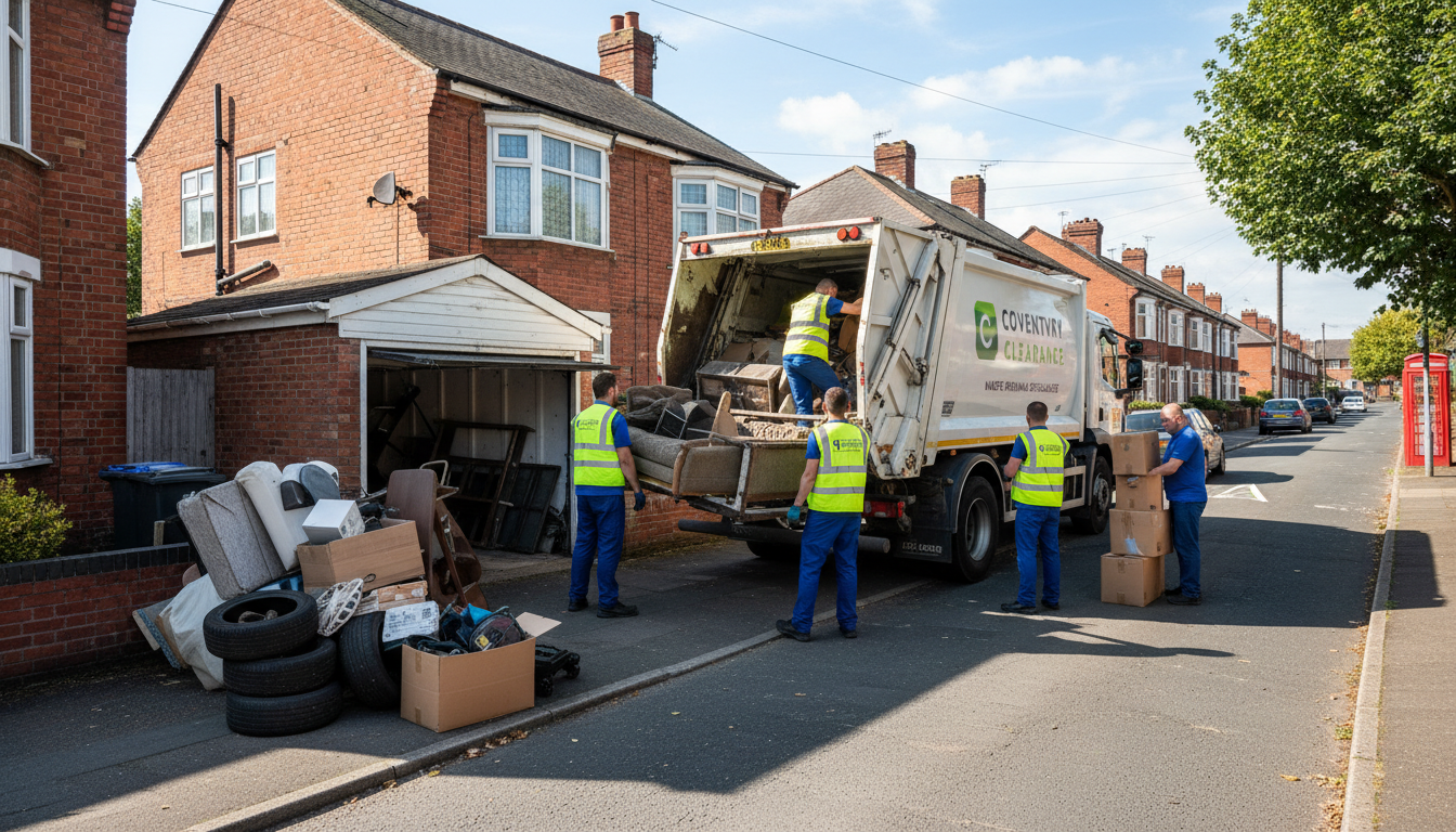 Professional Garage Clearance team in Coventry loading waste into van