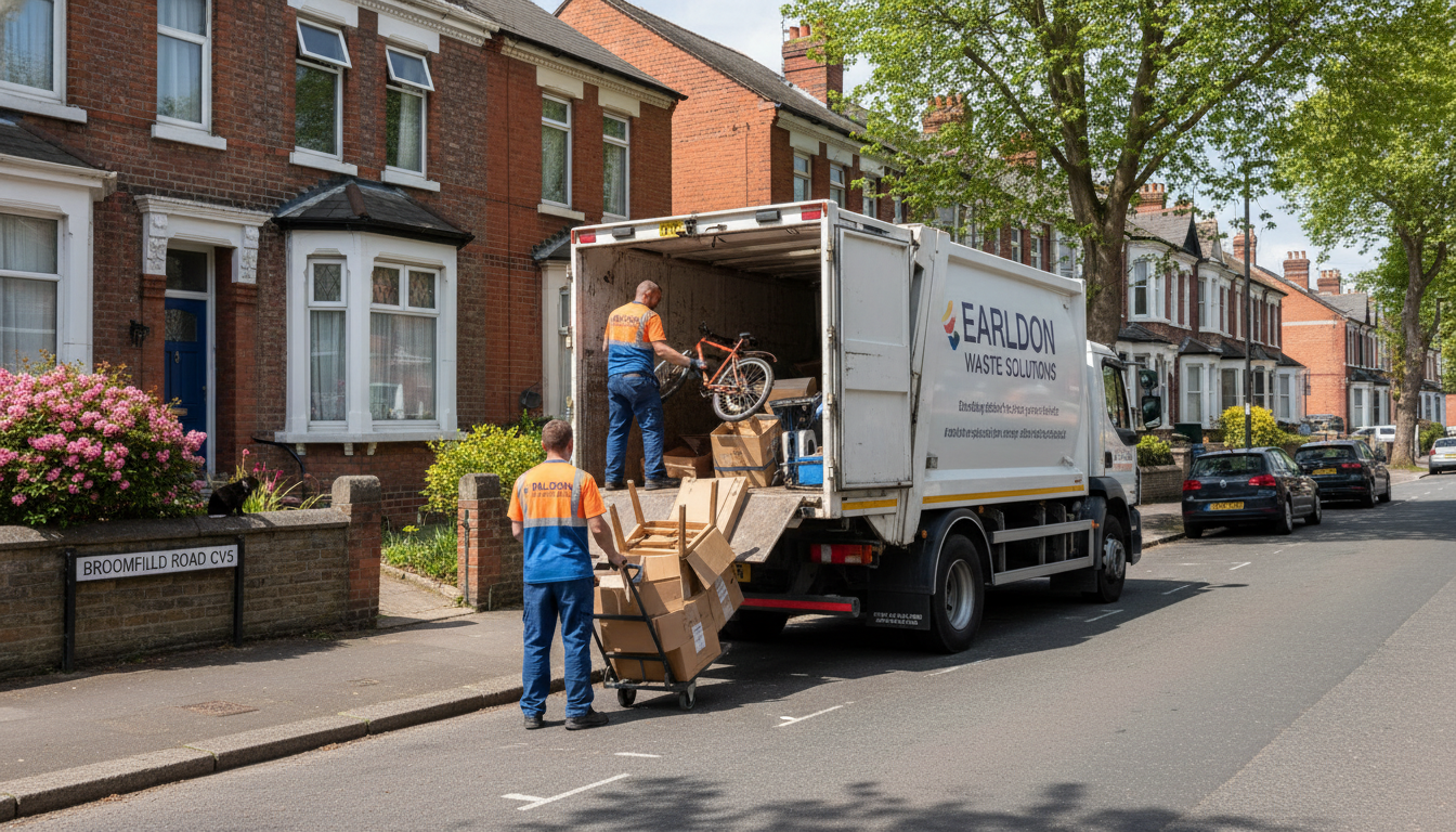 Professional Garage Clearance team in Earlsdon loading waste into van