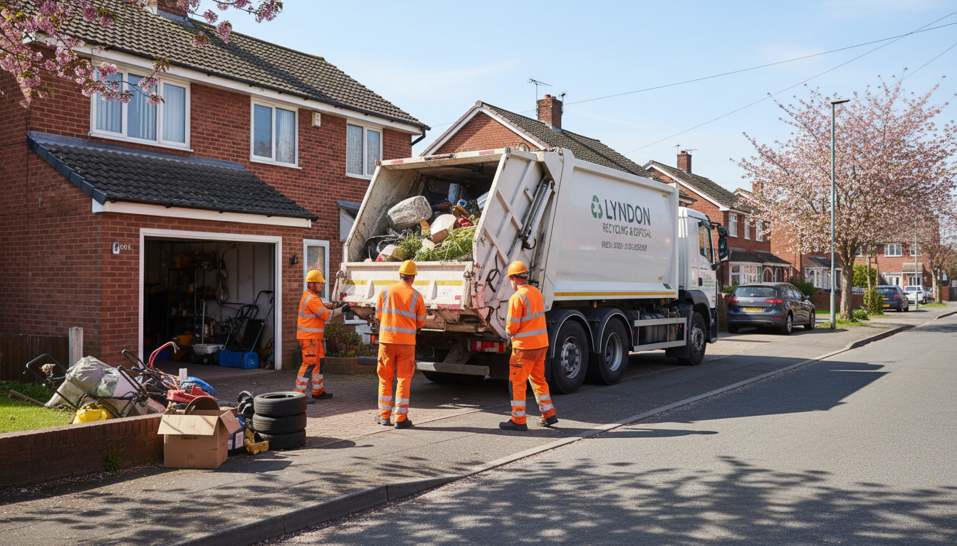 Professional Garage Clearance team in Lyndon loading waste into van