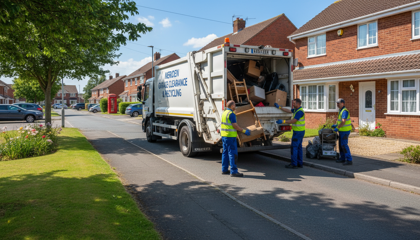 Professional Garage Clearance team in Meriden loading waste into van
