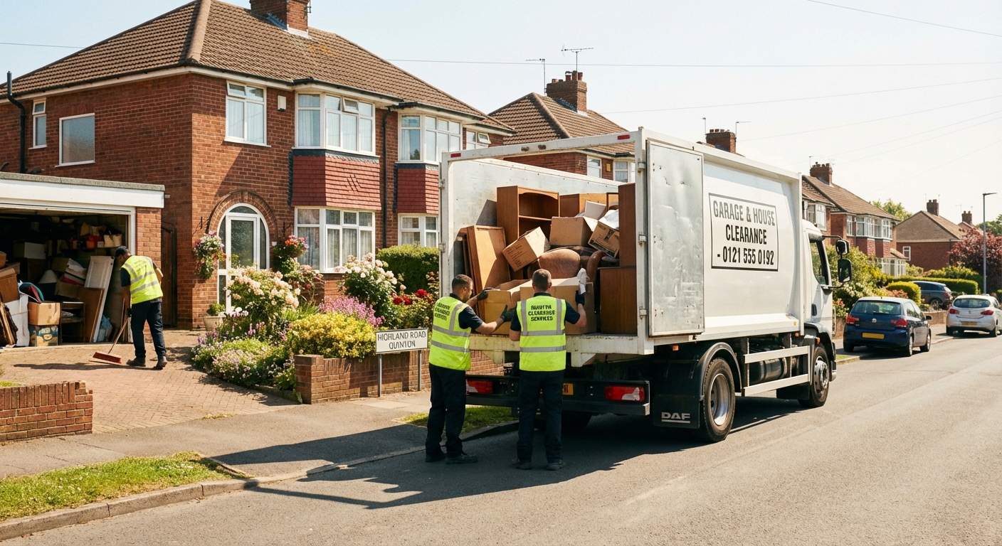 Professional Garage Clearance team in Quinton loading waste into van